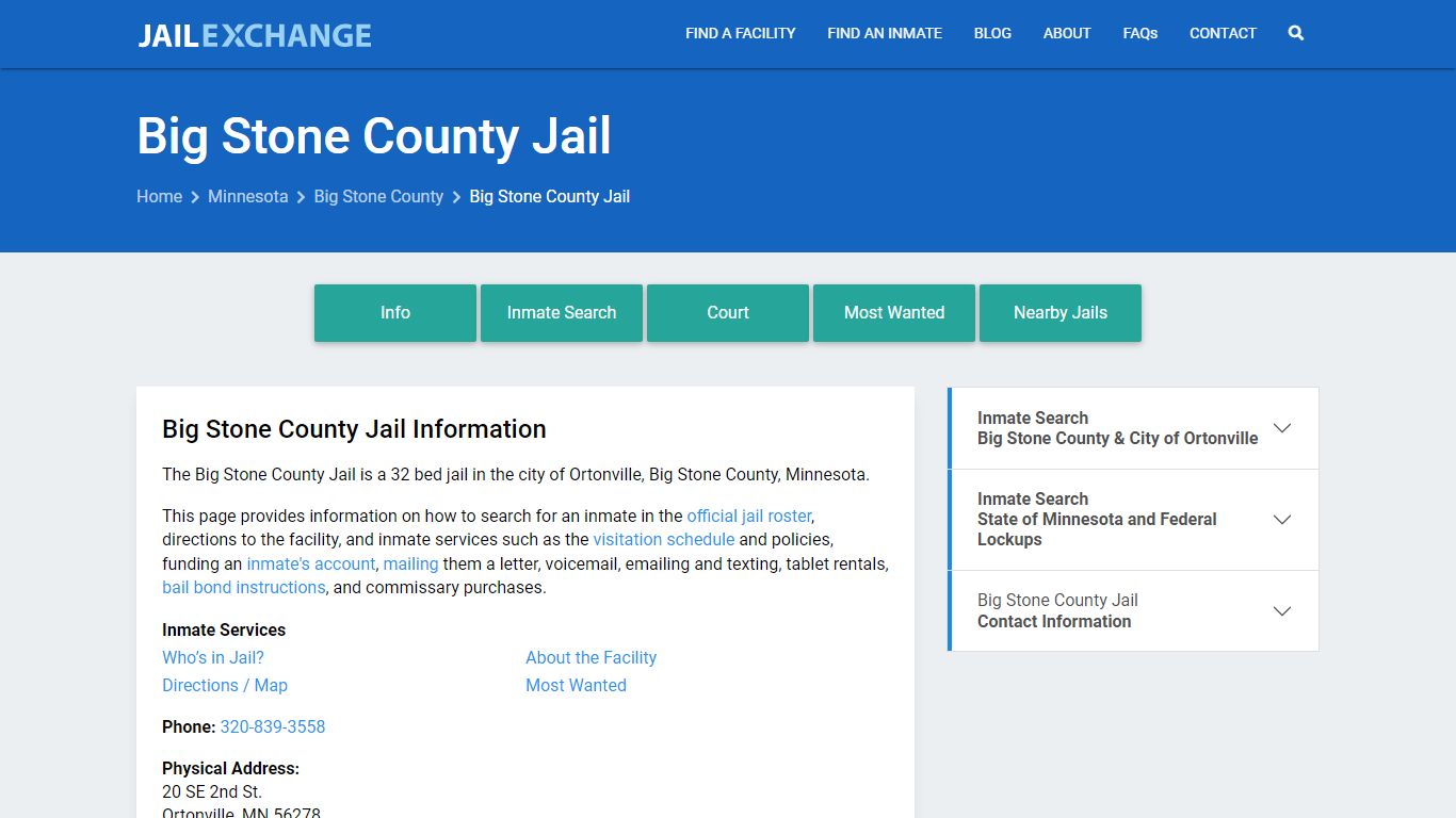 Big Stone County Jail, MN Inmate Search, Information